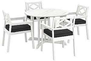 Набор садовой мебели IKEA Bondholmen/Jarpon/Duvholmen 4 стула с подлокотниками 108см Бело-Бежевый/Антрацит