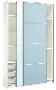 Шкаф-купе IKEA Pax/Mehamn/Auli полки/штанги/корзины/зеркало 150x44x236 Белый/Голубой