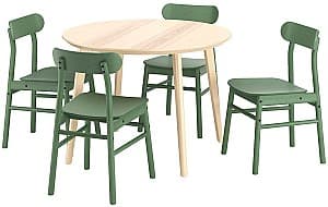 Набор стол и стулья IKEA Lisabo/Ronninge 105см 1+4 Ясеневый шпон/Зеленый