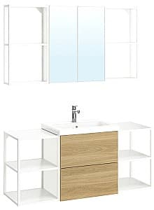 Комплект мебели для ванной IKEA Enhet/Tvallen/Brogrund с ящиками 140x43x65 Белый/Под Дуб