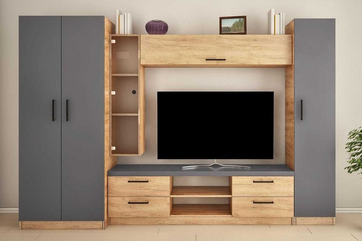 Living PS Elena Z (TV-1.5 m) 3 m Stejar Auriu / Grafit Gri