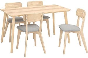 Набор стол и стулья IKEA Lisabo/Tallmyra 140x78см 1+4 Ясень/Серый