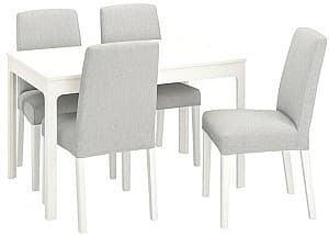 Set de masa si scaune IKEA Ekedalen/Bergmund/Orrsta 120/180cm 1+4 Alb/Gri deschis