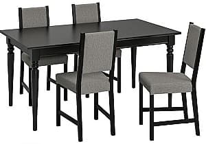 Set de masa si scaune IKEA Ingatorp/Stefan/Knisa 155/215cm 1+4 Negru/Gri-bej