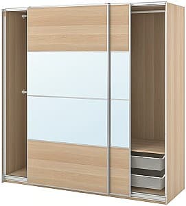 Dulap-cupe IKEA Pax/Mehamn/Auli raft/bare/cosuri/oglinda 200x66x201 Aspect Stejar Antichizat