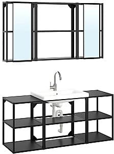 Комплект мебели для ванной IKEA Enhet/Tvallen/Glypen 140x43x65 Антрацит