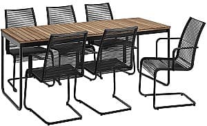 Set mobila de gradina IKEA Vasman cu brate 135x190/74 Maro deschis/Negru