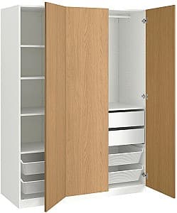 Dulap IKEA Pax/Storklinta rafturi/bara/sertare/cosuri 150x60x201 Alb/Aspect Stejar