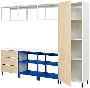 Стенка IKEA Platsa 1 дверца/3 ящика 240x42x191 Белый Кальбаден/Синий