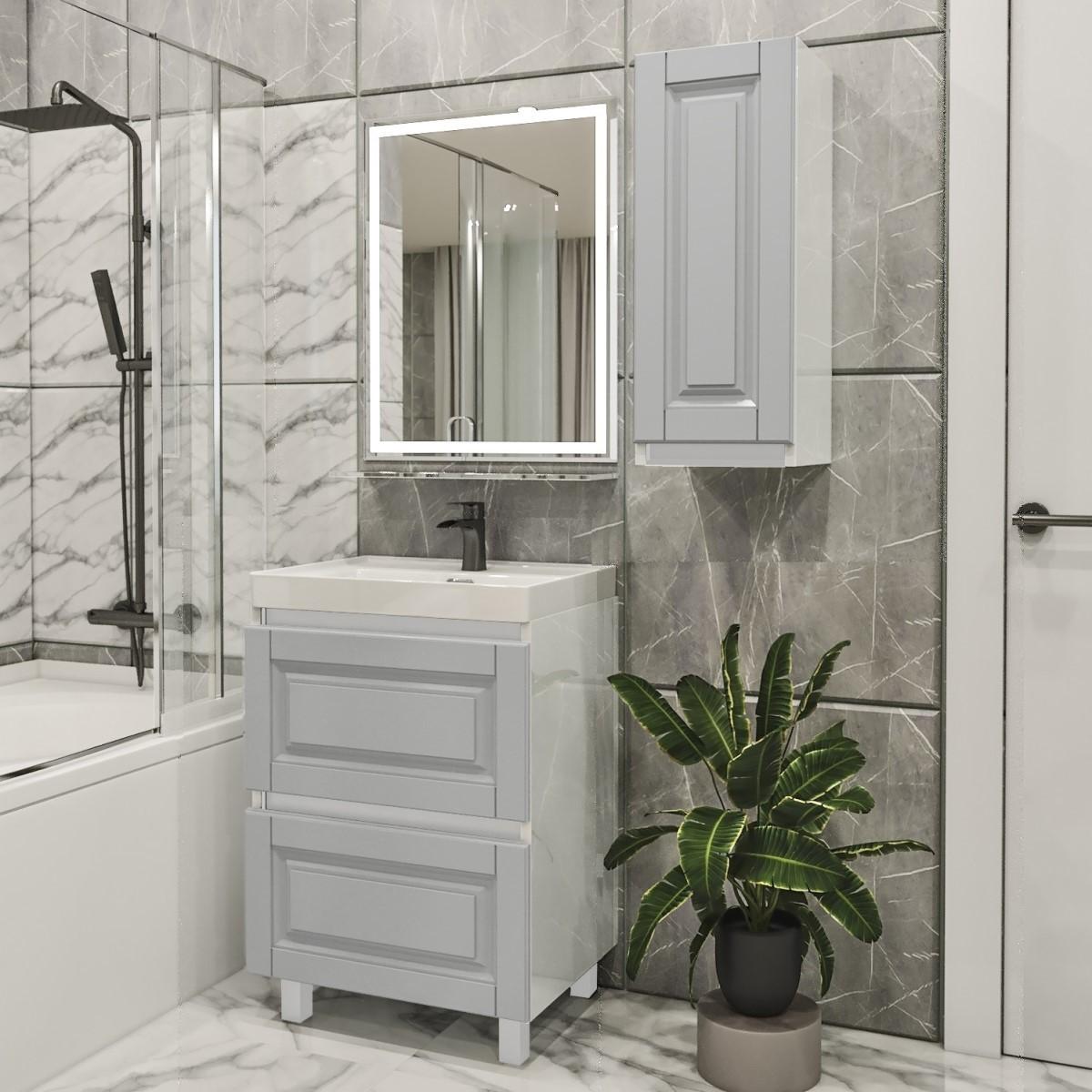 Комплект мебели для ванной PS Lotos 60-30 (кр./ДСП) Светло-Серый