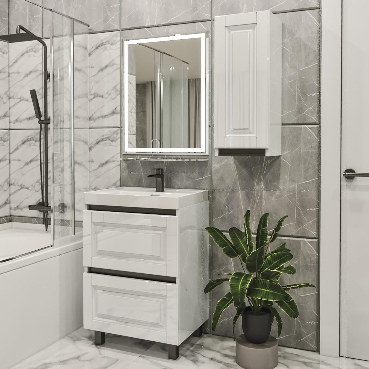 Комплект мебели для ванной PS Lotos 60-30 (кр./ДСП) (каркас Белый / Черный) Белый