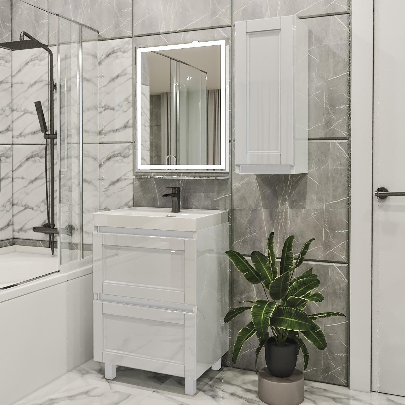 Комплект мебели для ванной PS Lotos 60-20 (кр./ДСП) Белый