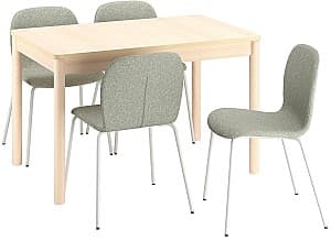 Набор стол и стулья IKEA Ronninge/Karlpetter/Gunnared 118/173см 1+4 Береза/Светло-зеленый/Белый