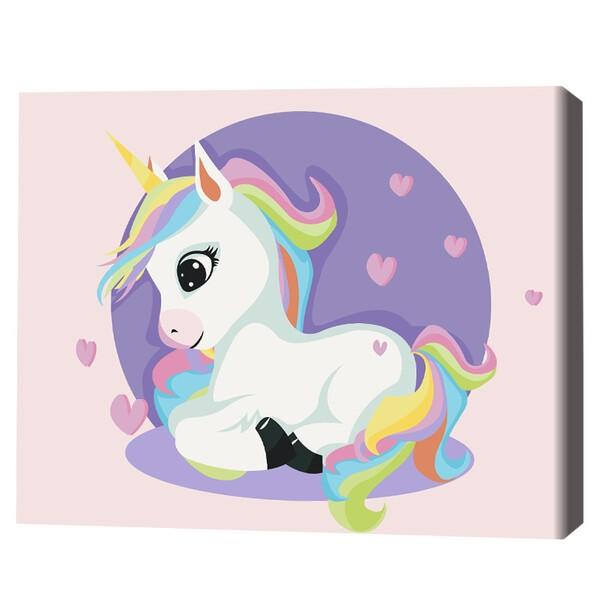 Tablou pe numere BrushMe Unicorn printre inimioare 30×40 сm (fără cutie)