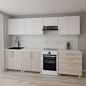 Кухонный гарнитур Smartex K2 300 см Белый / Дуб Светлый