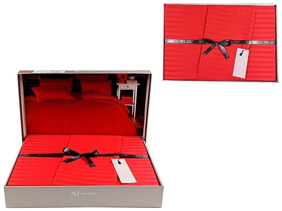 Комплект постельного белья New Home Euro 2 NH Stripe Satin red