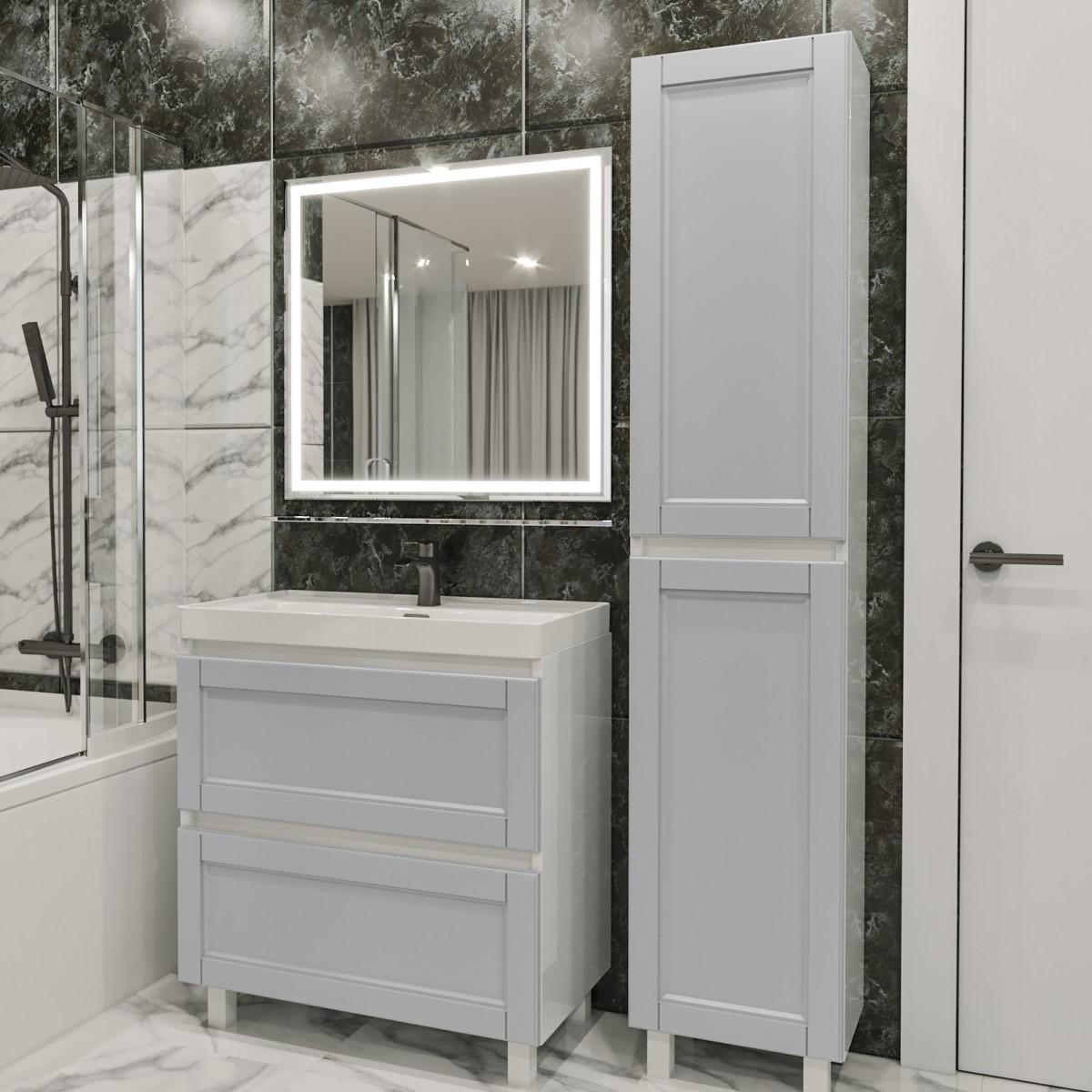 Комплект мебели для ванной PS Lilia 80-193 (кр./ДСП) Светло-Серый