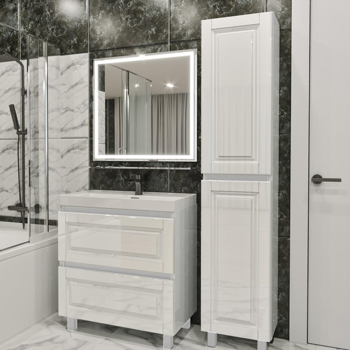 Комплект мебели для ванной PS Lilia 80-193 (кр./ДСП) Белый