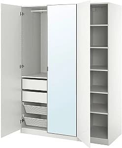 Dulap IKEA Pax/Fardal/Aheim rafturi/bara/2 sertare/2 cosuri/oglinda 150x60x201 Alb Lucios