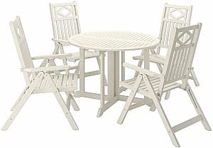 Набор садовой мебели IKEA Bondholmen 4 стула/складной 108cm Белый/Бежевый