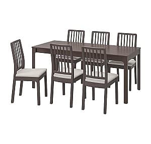 Набор стол и стулья IKEA Ekedalen brown/Orrsta grey