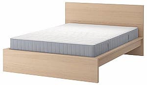 Кровать IKEA Malm/Valevag  твердый/с матрасом 160x200 Шпон белого дуба (Бежевый)