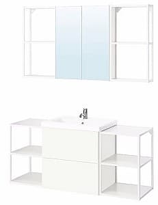 Set de mobila de baie IKEA Enhet/Tvallen/Pilkan cu sertare 140x43x65 Alb