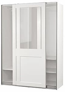 Шкаф-купе IKEA Pax/Grimo полки/штанги/прозрачное стекло 150x66x201 Белый