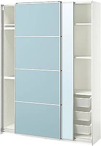 Dulap-cupe IKEA Pax/Mehamn/Auli rafturi/bare/cosuri/oglinda 150x44x201  Alb/Albastru