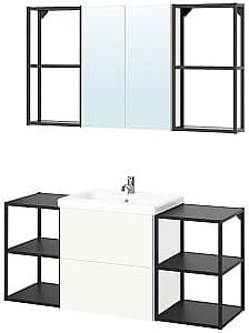 Set de mobila de baie IKEA Enhet/Tvallen/Pilkan cu sertare/oglinda 40x43x65 Antracit/Alb