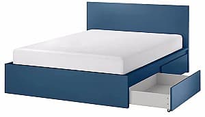 Pat IKEA Malm/Lindbaden 4 cutii depozitare 160x200 Albastru