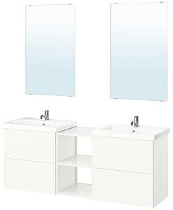 Set de mobila de baie IKEA Enhet/Tvallen/Pilkan cu sertare/oglinda 164x43x65 Alb