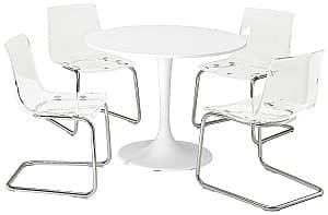 Набор стол и стулья IKEA Docksta/Tobias 103cm 1+4 Белый/Прозрачный/Хром