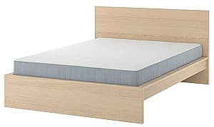 Pat IKEA Malm/Vesteroy 160x200 Furnir Stejar Alb (Bej)/Ferma