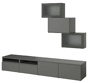 Стенка IKEA Besta  плавно-закрывающиеся направляющие 240x42x190 Темно-серый Вастервикен/Синдвик Темно-серый