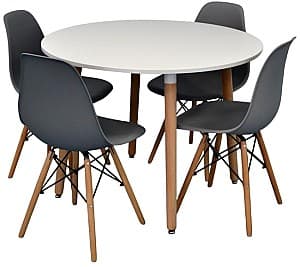 Набор стол и стулья Evelin DT 402-1 WO + 4 стула LC-021 Grey (Серый)