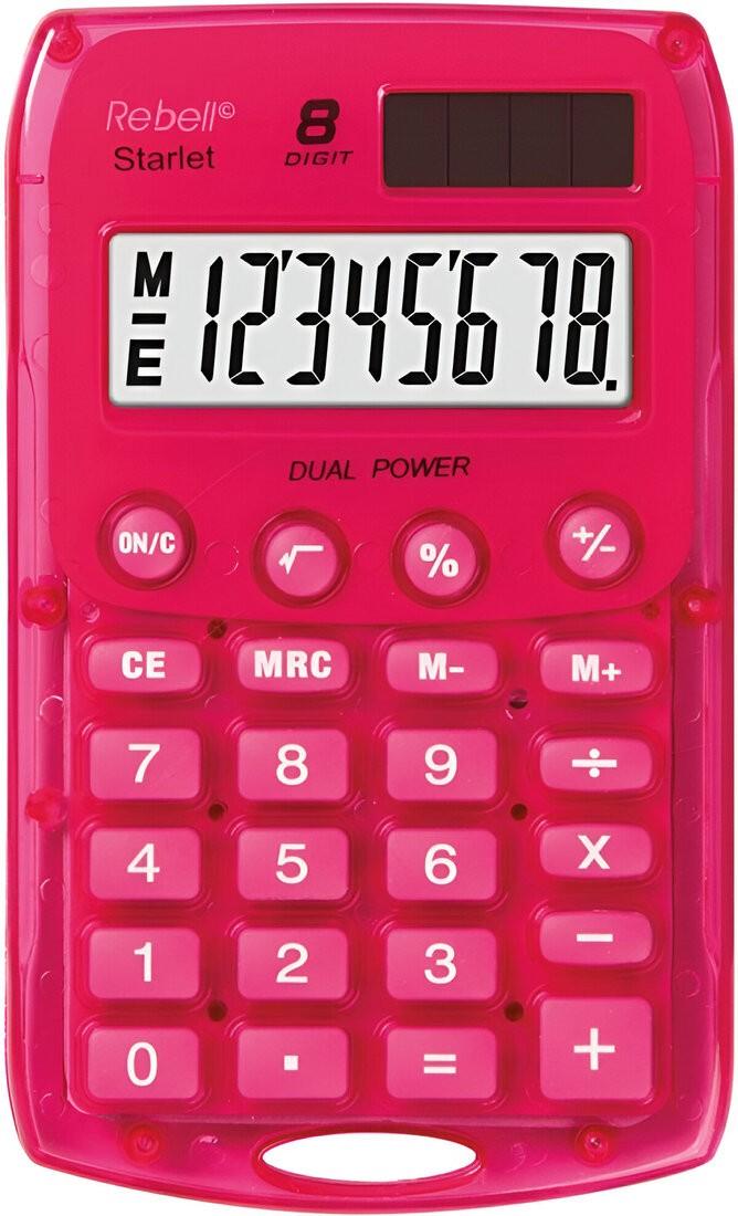 Calculator de masa Rebell Starlet, 8 cifre, 113x67 mm, 504821, roz