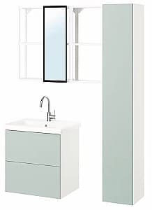 Set de mobila de baie IKEA Enhet/Tvallen/Glypen cu sertare 64x43x65 Alb/Gri-Verde Deschis