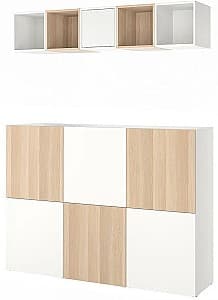 Living IKEA Besta/Eket 180x42x129 Alb/Aspect stejar antichizat