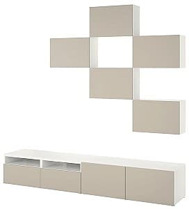 Living IKEA Besta/Lappviken glisiera sertar cu sistem apasare 240x42x230 Alb/Bej-gri-deschis
