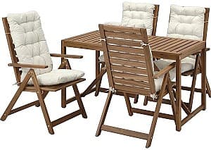 Набор садовой мебели IKEA Nammaro/Kuddarna 140x75 Светло-коричневый/Светло-серо-бежевый