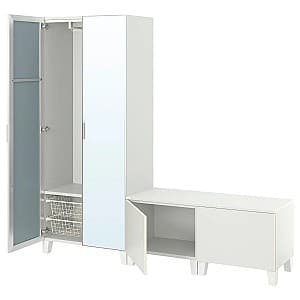 Шкаф IKEA Platsa с тумбой 200х42х191 Белый Страумен/Фоннес Белый