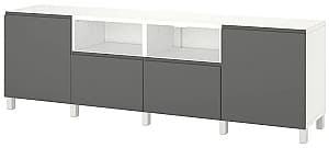 Tumba pentru televizor IKEA Besta/Lappviken/Stubbarp sertar cu sistem apasare 240x42x74 Alb/Gri-inchis