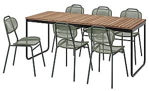 Set mobila de gradina IKEA Vasman/Ensholm 135/190x74 Maro deschis/Verde