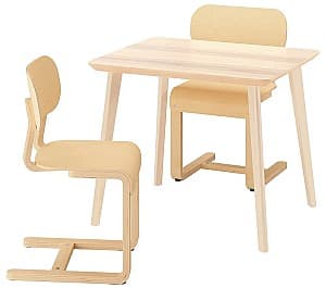 Set de masa si scaune IKEA Lisabo/Lyckan 88x78 1+2 Frasin/Mesteacan