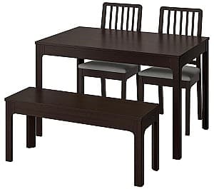 Set de masa si scaune IKEA Ekedalen/Orrsta 120/180cm 1+1+2 Maro inchis/Gri