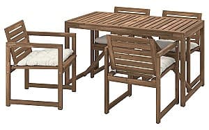 Набор садовой мебели IKEA Nammaro/Kuddarna с подлокотниками 140x75 Светло-коричневый/Светло-серо-бежевый
