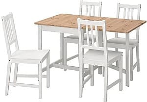 Set de masa si scaune IKEA Pinntorp/Stefan 67/124cm 1+4 Maro deschis/Alb