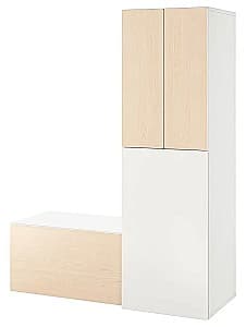 Детский шкаф IKEA Smastad  банкеткой для хранения 150x57x196  Белый/Береза