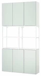 Dulap cu vitrina IKEA Enhet 120x32x225 Alb/Gri-Verde Deschis